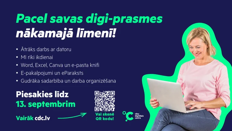 Cēsu novadā digitālās prasmes varēs apgūt bez maksas