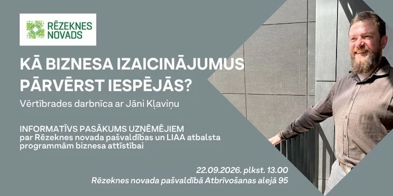 Rēzeknes uzņēmējiem – bezmaksas darbnīca 22. septembrī